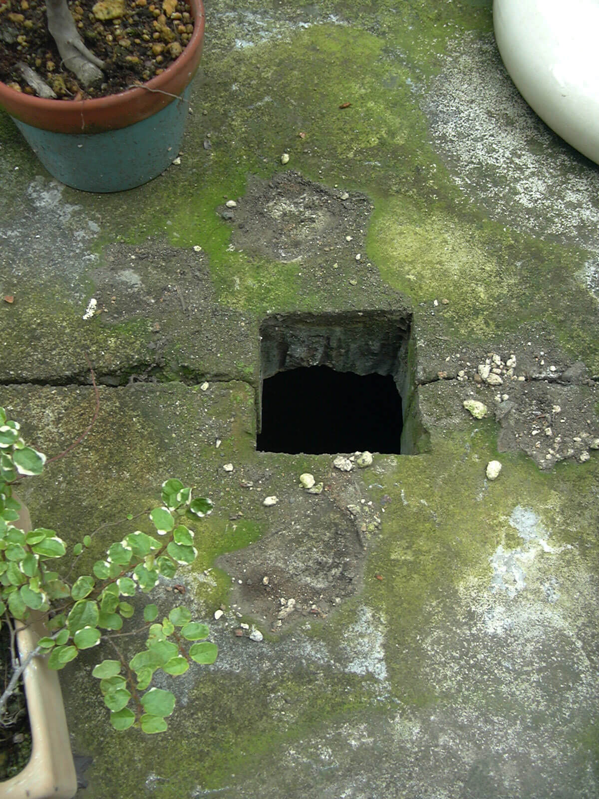 井戸の蓋にあいている、四角い穴